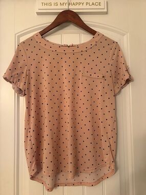 50th Street Petite Blush Pink Polka Dot Blouse | Size M